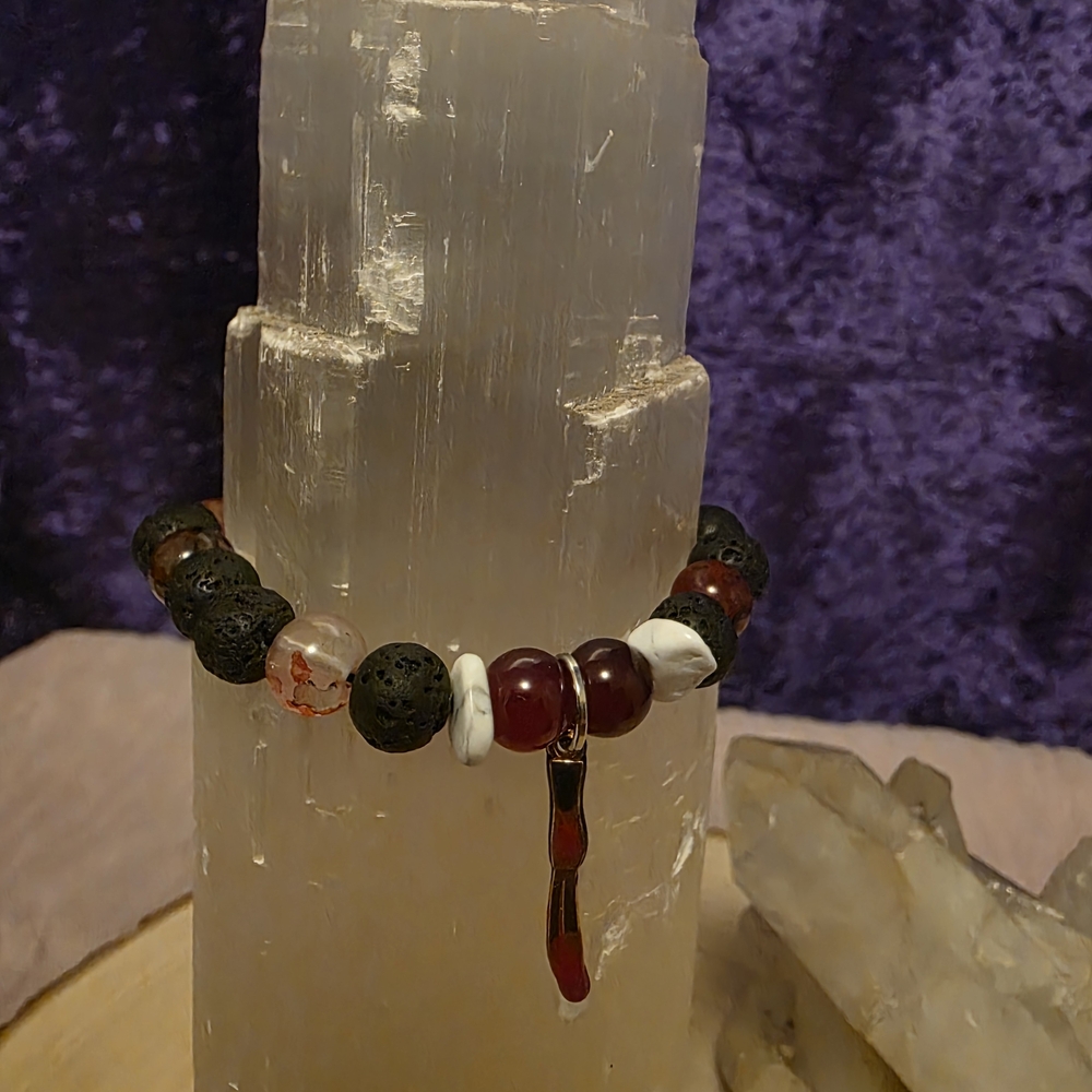 Elegant Black and Red Beaded Bracelet